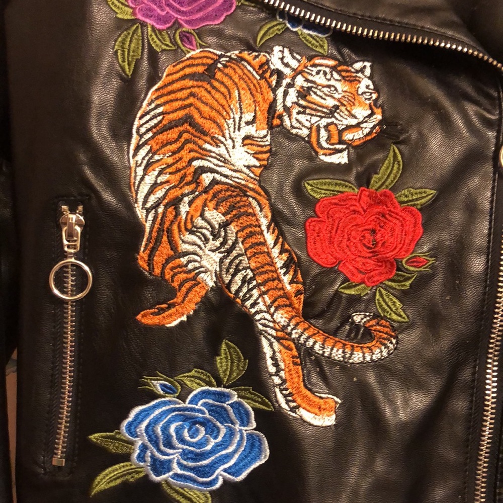 NWOT faux leather embroidered jacket - Picture 2 of 12